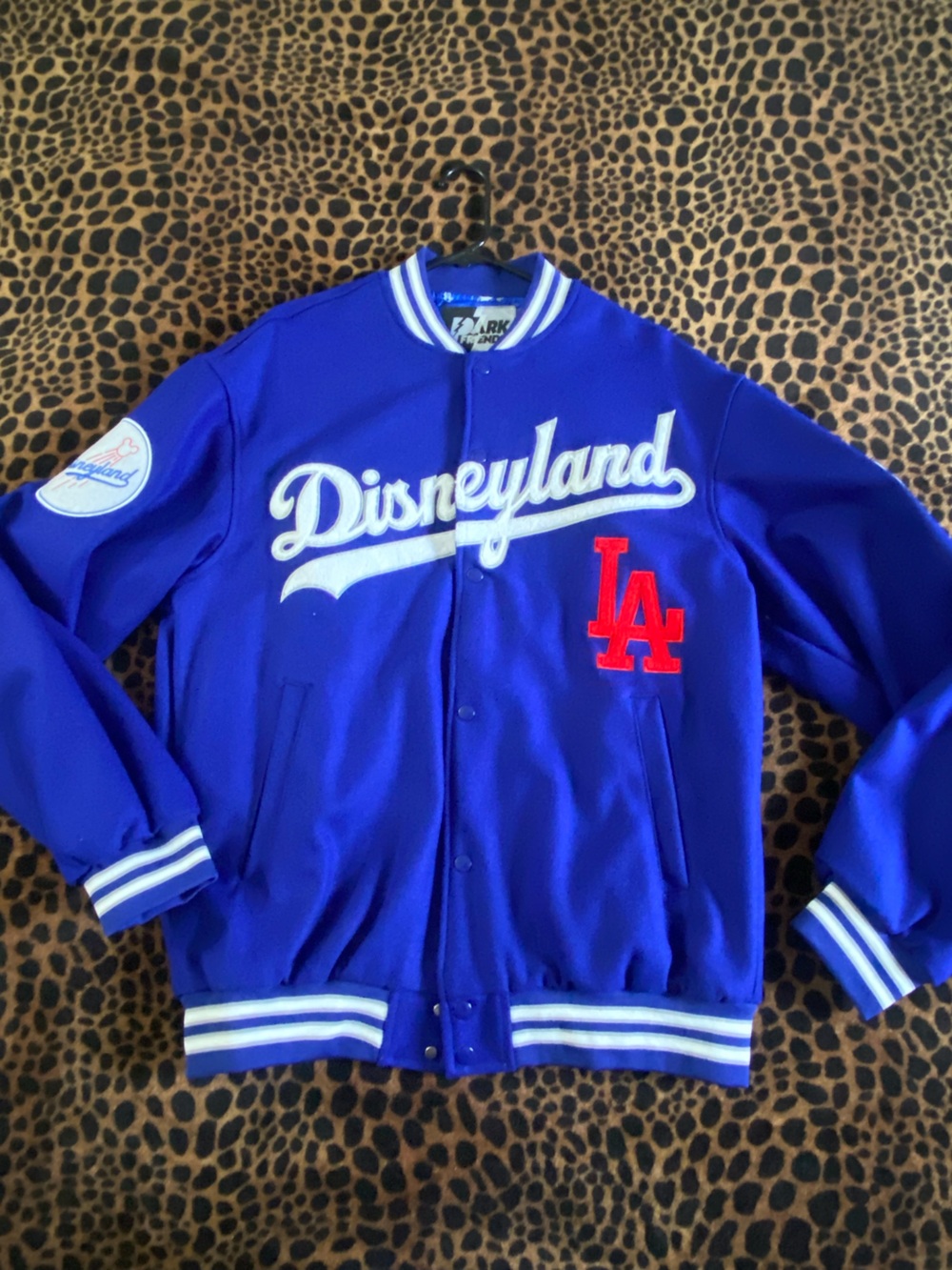 Dodgers/Disney Royal Blue and White Disneyland Varsity Jacket with Red LA Patch